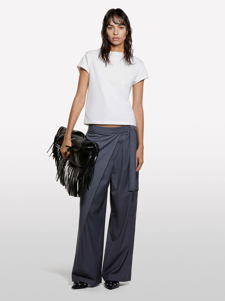 White t-shirt with halter neck - women's short sleeve t-shirts - White | Sisley image number 1